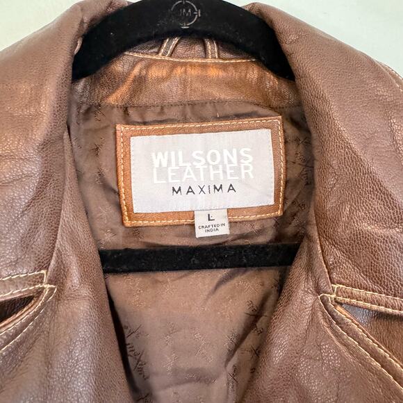 Wilsons Leather Maxima Trench Coat Women L Brown Collared Button Mobwife Outdoor - Picture 5 of 13